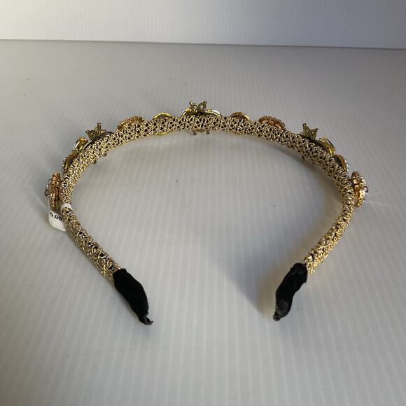 Mexican Artisan Gold Crystal Bee Headband • Handmade • Bridal Wedding Party - Picture 3 of 9